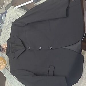 BURBERRY MEN'S BLACK WOOL SUIT JACKET LIKE NEW L/XL LONG